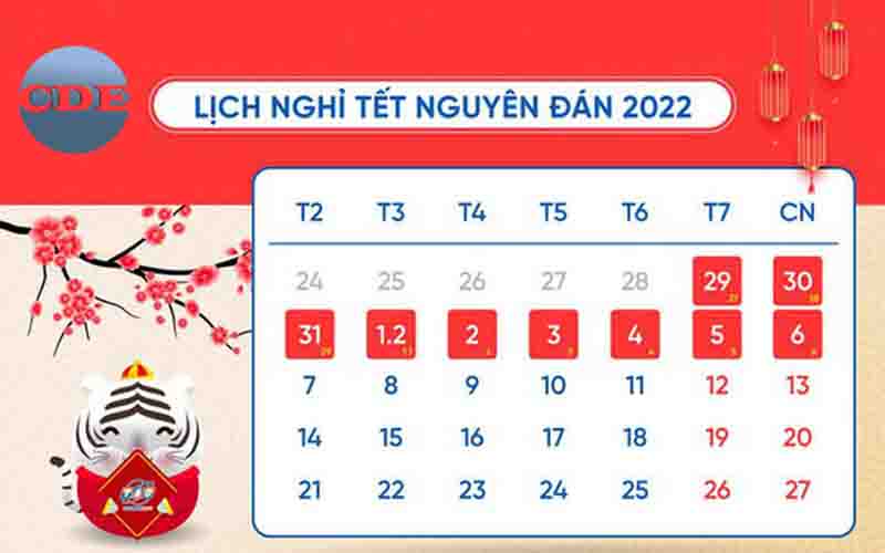Lịch nghỉ Tết Nhâm Dần 2022